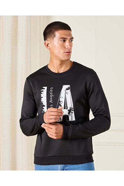 REDTAG Men Back LA Print Sweatshirt