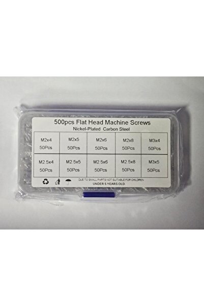 Hatfon Elektronik 10 ÇEŞİT 500 ADET M2-M3 VİDA (X139) GÜMÜŞ RENK SET