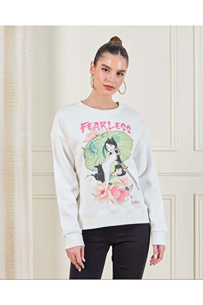 REDTAG Women Ivory Printed Sweatshirt