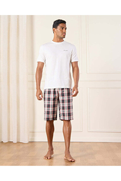 REDTAG Men White And Black Checkered Pyjama Set (2 Piece)