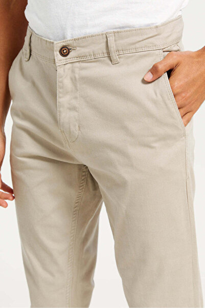 REDTAG Men Beige Solid Chino Trousers