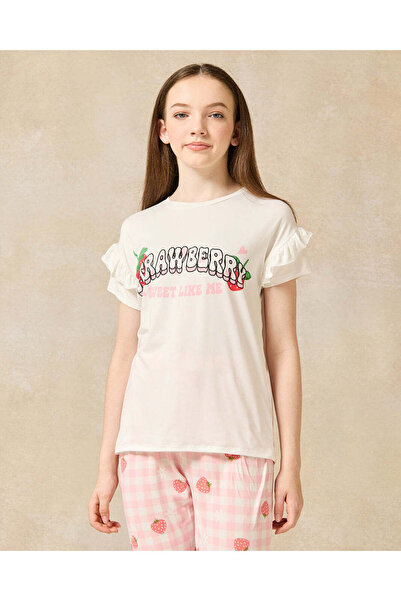 REDTAG Senior Girls Yellow And Pink Printed Pyjama Set (2 Piece)