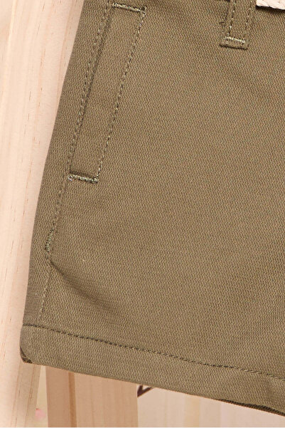 REDTAG Infant Boys Olive Chino Shorts With Belt