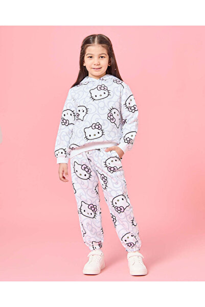 REDTAG Girls White Hello Kitty Print Hooded Sweatshirt