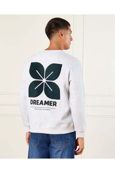 REDTAG Men Grey Printed Sweatshirt