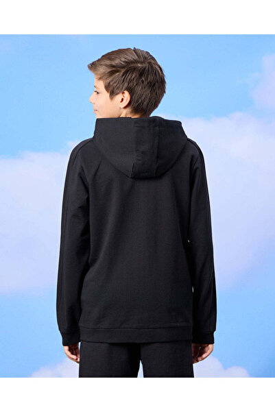 REDTAG Senior Boys Black Zip Through Hooded Sweatshirt