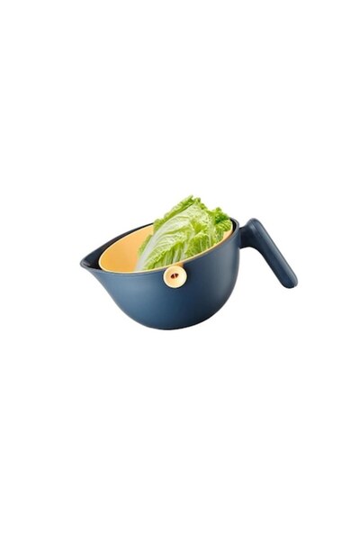 FONIX Comando Home Fruit & Vegetable Bowl with Drain, 2L, 30x22x12cm, Dark Blue