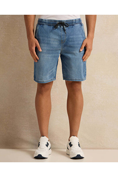 REDTAG Men Blue Denim Shorts