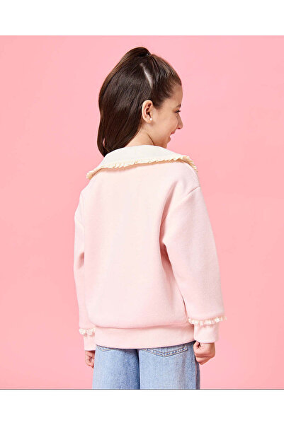 REDTAG Girls Pink 3D Bow Embellished Sweatshirt