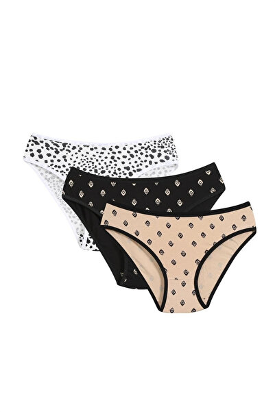alfa expres Clothing Women's 3-Piece Panties Black - White - Skin