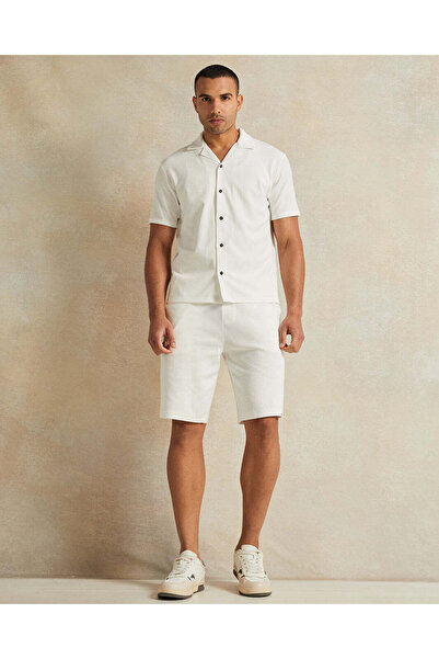 REDTAG Men White Jacquard Shorts