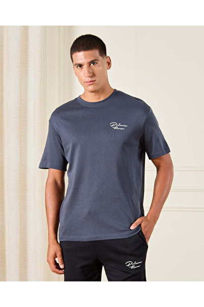 REDTAG Men Plain Charcoal And Black Pyjama Set (2 Piece)