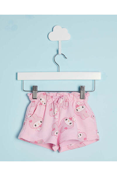 REDTAG Infant Girls Pink Melody Print Shorts