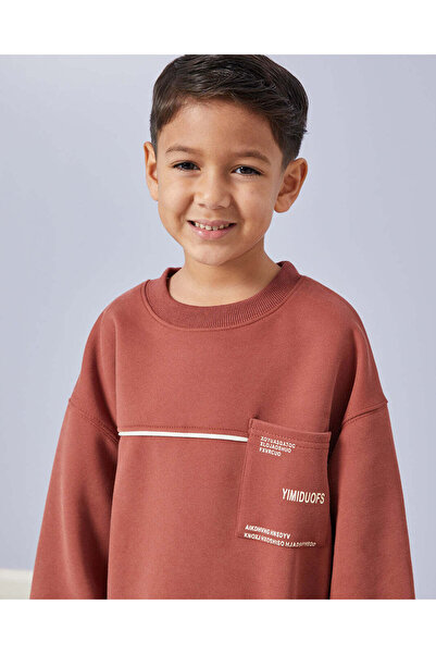 REDTAG Boys Red Printed Sweatshirt