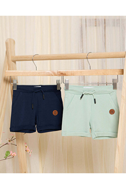 REDTAG Infant Boys Navy And Mint Active Shorts Set (Pack Of 2)