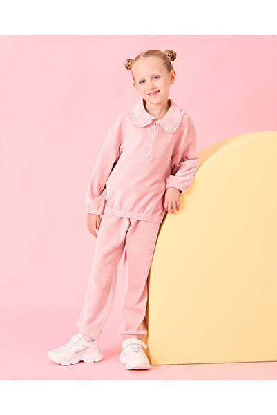 REDTAG Girls Pink Ribbed Jogger Set (2 Piece)