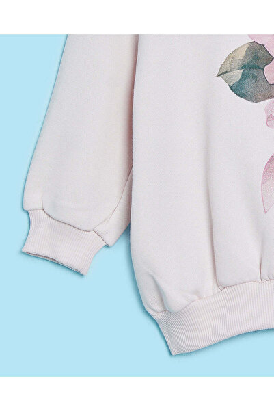 REDTAG Infant Girls Pink Floral Placement Print Sweatshirt