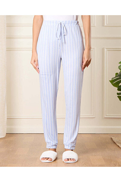 REDTAG Women Blue Striped Pyjama Set (2 Piece)