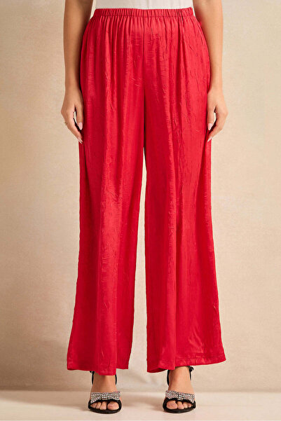 REDTAG Women Red Wide Leg Trousers