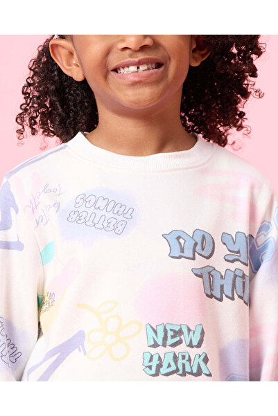 REDTAG Girls Ivory Printed Sweatshirt