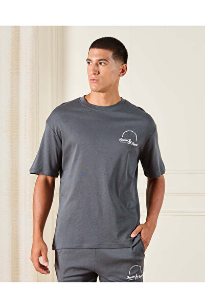 REDTAG Men Plain Grey Pyjama Ser (2 Piece)