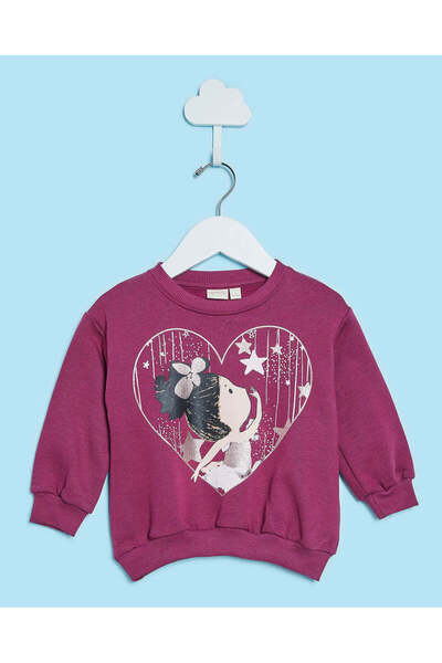 REDTAG Infant Girls Mauve Placement Print Sweatshirt