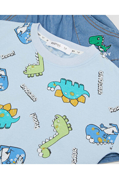 REDTAG Boys Blue T-Shirt With Shorts Set (2 Piece)