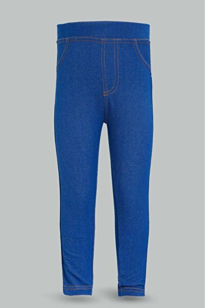 REDTAG Infant Girls Navy Plain Knitted Jegging