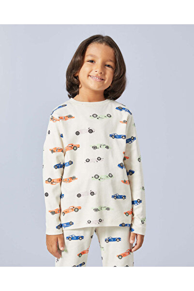 REDTAG Boys Ivory Car Print Pyjams Set (2 Piece)