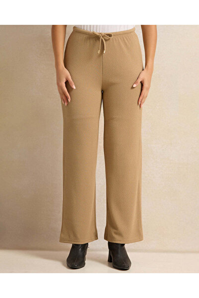 REDTAG Women Beige Textured Pull-On Trousers