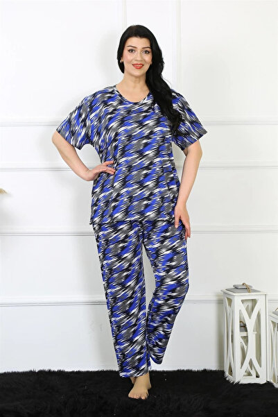 alfa expres Clothing Women 5Xl-6Xl-7Xl-8Xl Plus Size Short Sleeve Pajamas Suit Cobalt