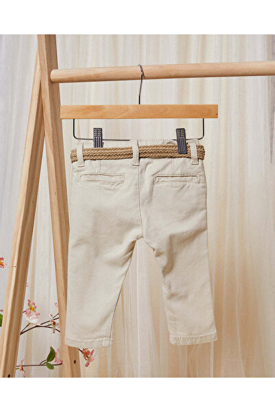 REDTAG Infant Boys Beige Belted Chino Trousers