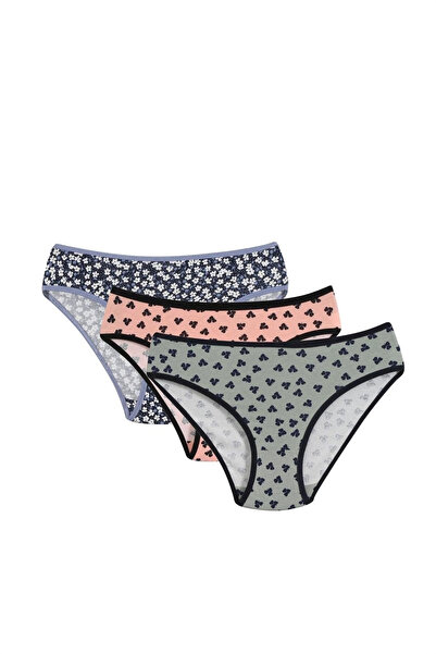 alfa expres Clothing Women's 3-Piece Panties Navy Blue - Salmon - Green