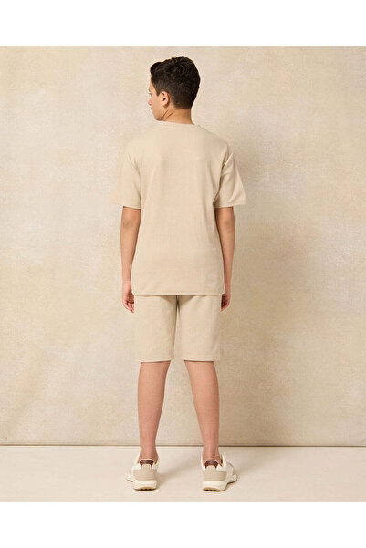 REDTAG Senior Boys Beige Jacquard Casual Set