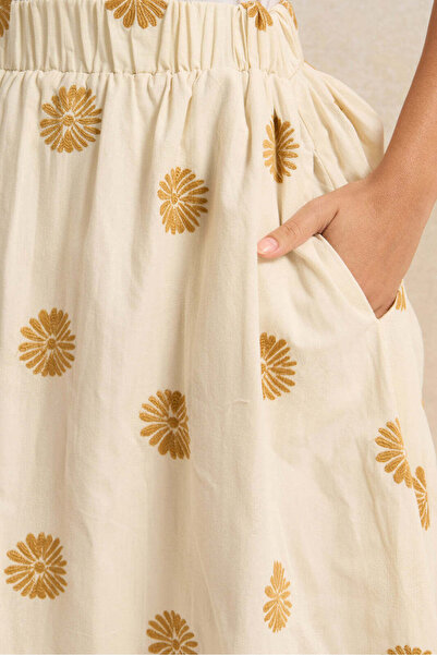 REDTAG Women Cream Embroidered Skirt