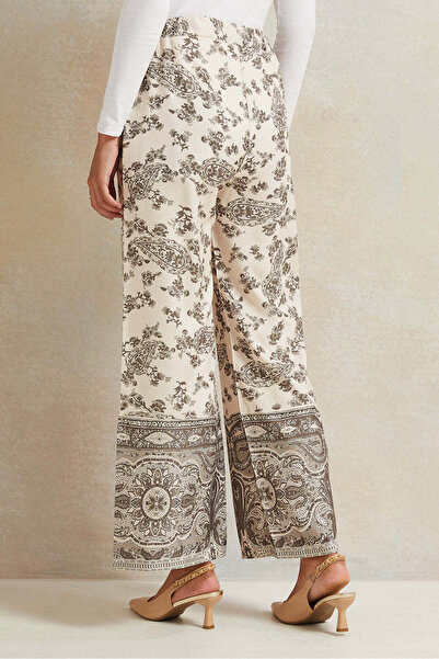 REDTAG Women Beige Printed Wide Leg Trousers