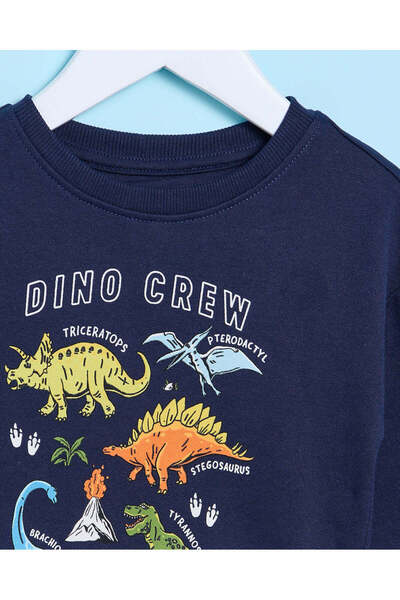 REDTAG Infant Boys Navy Dinosaur Printed Sweatshirt