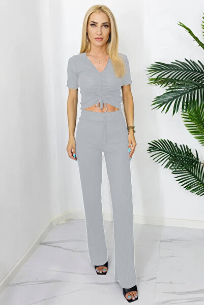 FashionForYou Cassia casual set, with loose pants and drawstring T-shirt, Grey