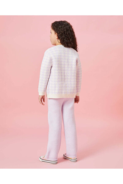 REDTAG Girls Lilac Checkered Knitted Casual Set