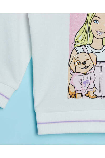 REDTAG Infant Girls White Barbie Printed Sweatshirt