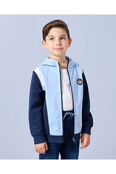 REDTAG Boys Blue Hooded Sweatshirt