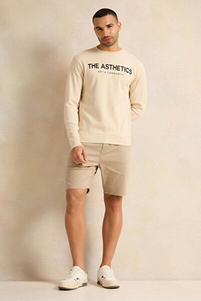 REDTAG Men Beige Lounge Sweatshirt