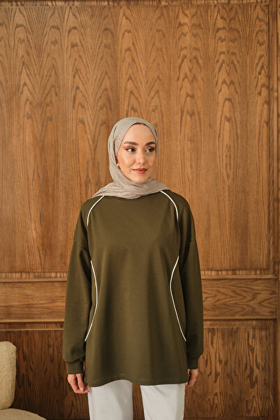 LOCCO Women's Stripe Detail Tunic Dark Green