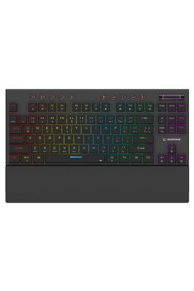 Rampage BERU Siyah 2.4G + BT Wireless RED SWITCH Mekanik Gaming Oyuncu Klavye Slim Low Profile RGB T
