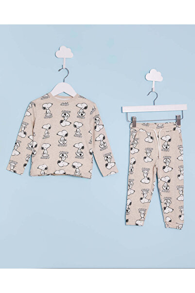 REDTAG Infant Boys Cream Snoopy Pyjama Set (2 Piece)