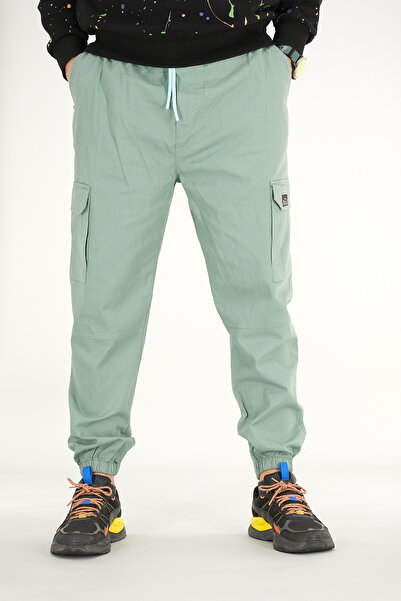 Souris Men's Mint Cargo Pants Relaxed Fit Cotton Elasticated Leg