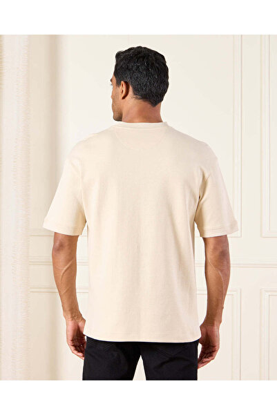 REDTAG Men Beige Lounge T-Shirt