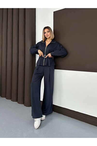 orjinal blue b Γυναικείο Σετ Παντελόνι με Ζώνη και Παντελόνι