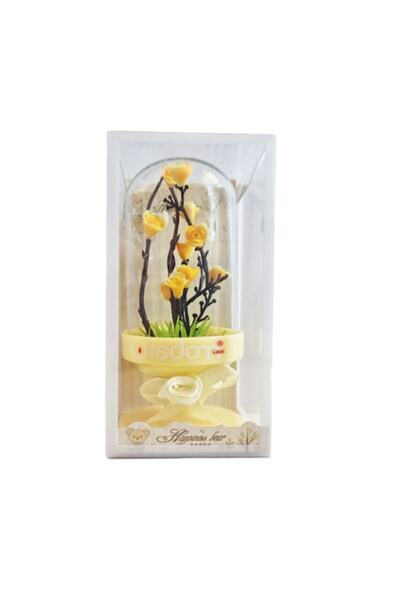 OEM Decorațiune cadou, flori în cupolă, plastic, 12 x 6 cm, galben
