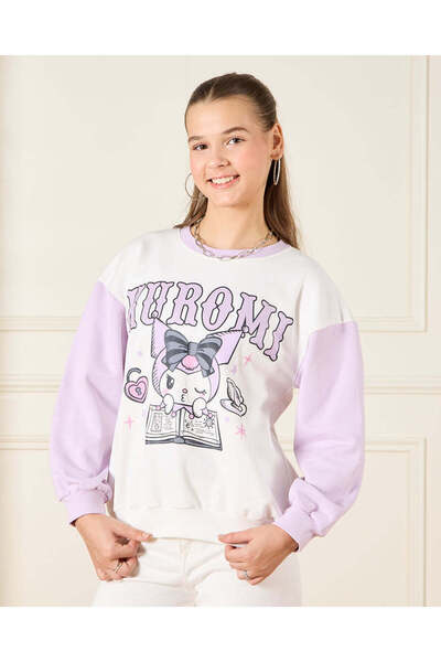 REDTAG Senior Girls White And Purple Kuromi Printed Sweatshirt